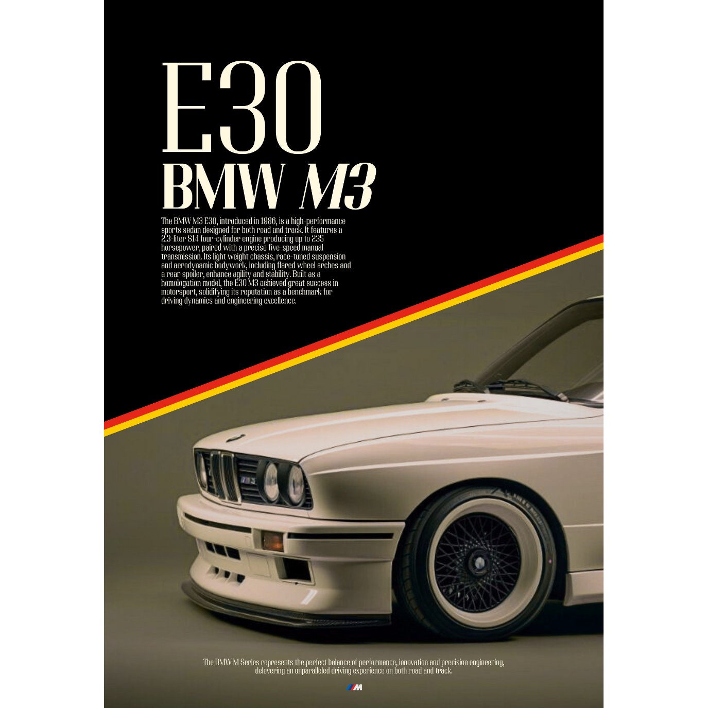 BMW M3 E30 Vintage Poster